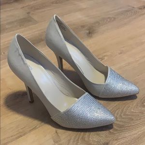 Rhinestone Toe Silver Wedding Heels